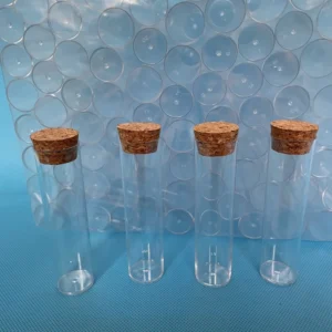 100pcs/pack 25*95mm Flat bottom Clear Plastic Test Tube Ttransparent Test-tube Tea Packing Tube With Cork